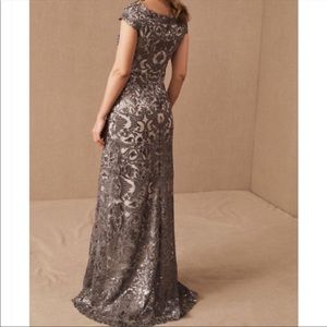 Tadashi Shoji x BHLDN Odette 12 Gray Silver Allover Sequin Lace Maxi Gown